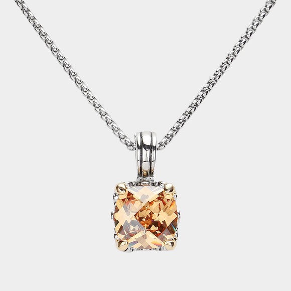 Topaz Facet Cut Pendant Stone Necklace - Picture 1 of 3